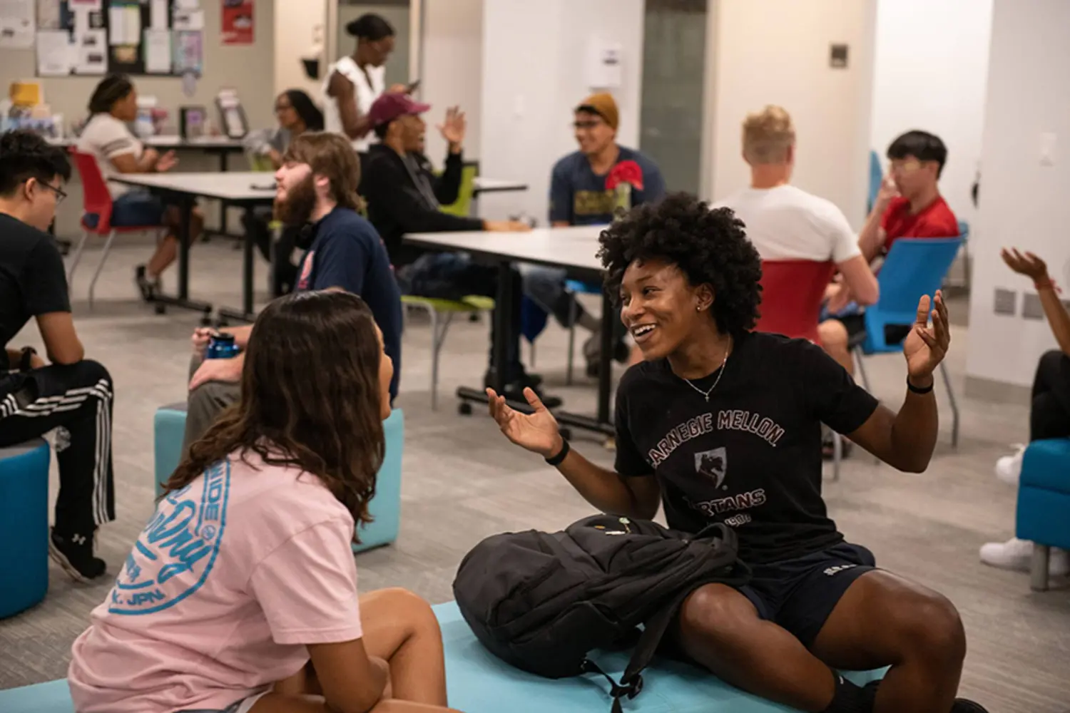 Students talking at CMU's Center for Student Diversity and Inclusion