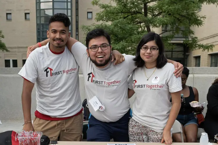 First generation CMU students are pictured outdoors on campus