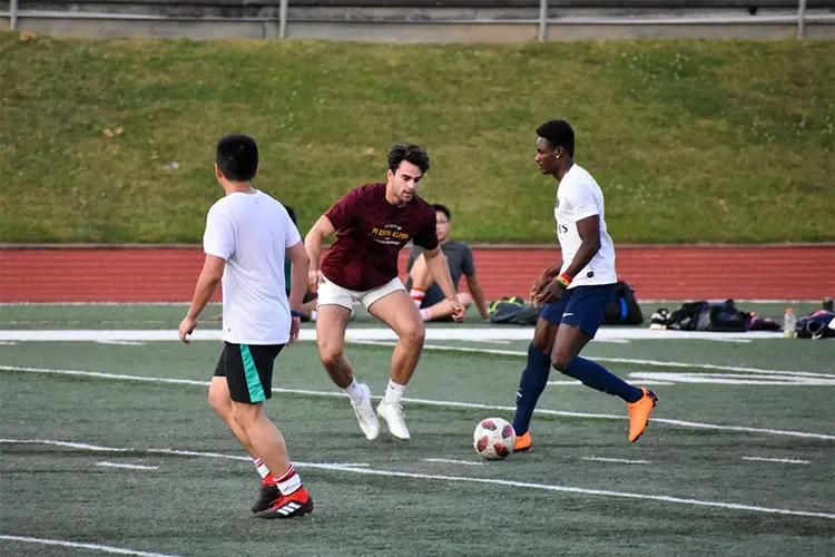 CMU intramural soccer players on the field