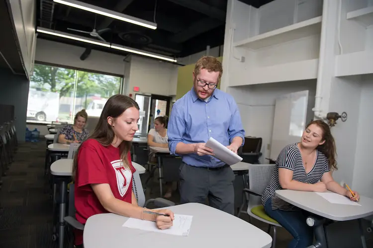 Students receive support from a Disability Services staff member