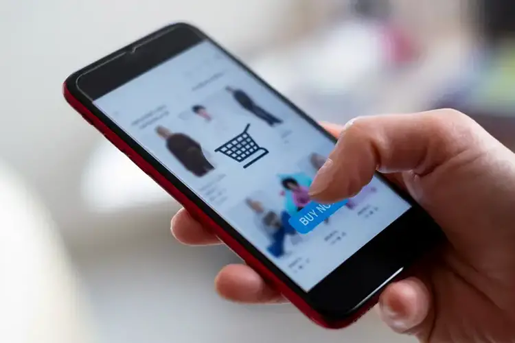 Online shopping on a mobile phone