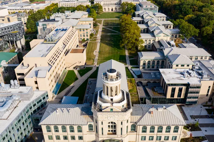 Aerial shot of campus