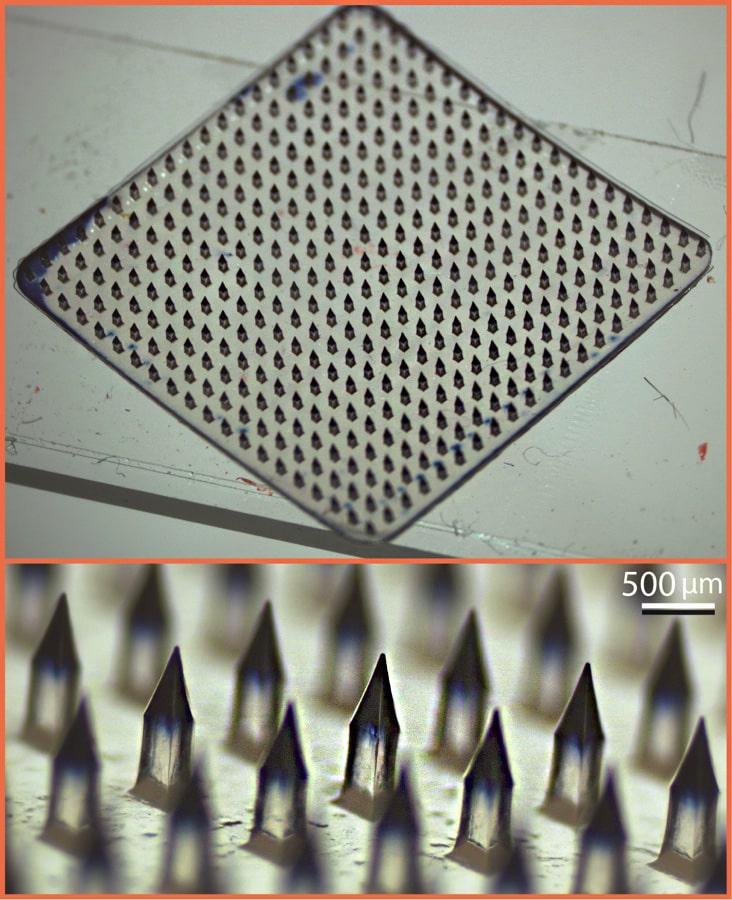Close up of microneedle patch