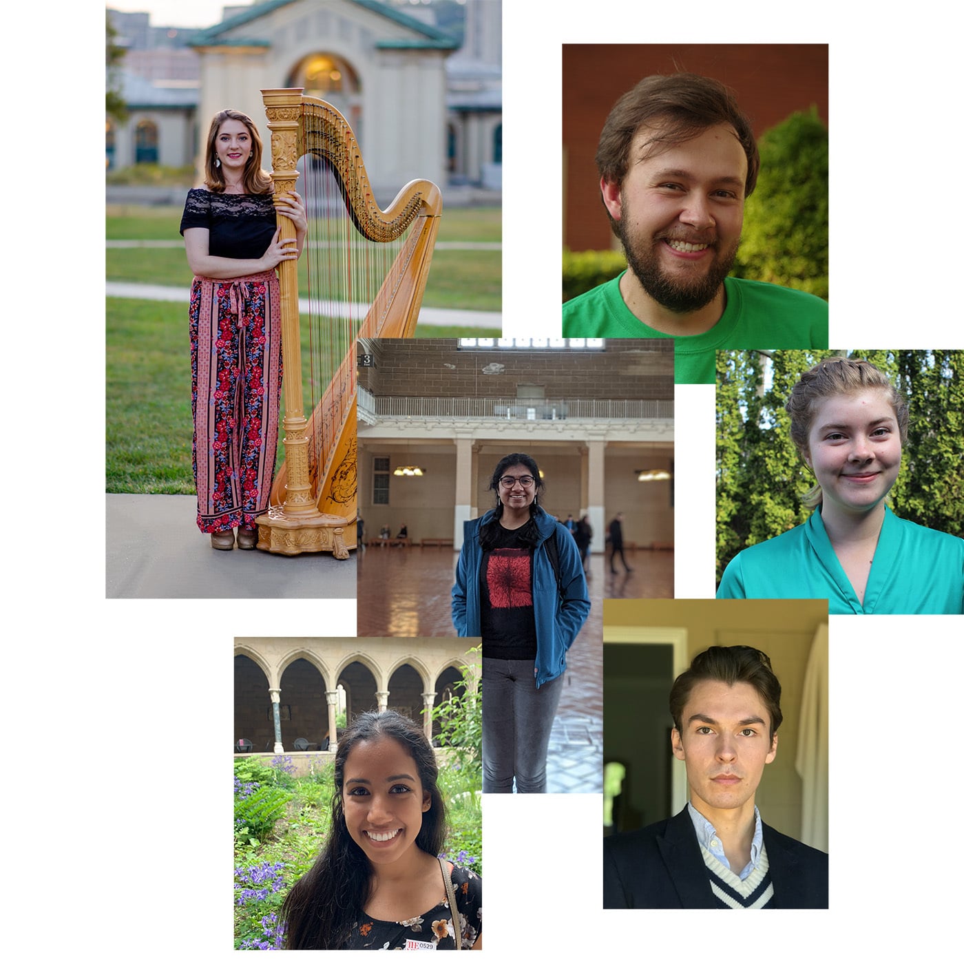 A collage of six Fulbright grantees