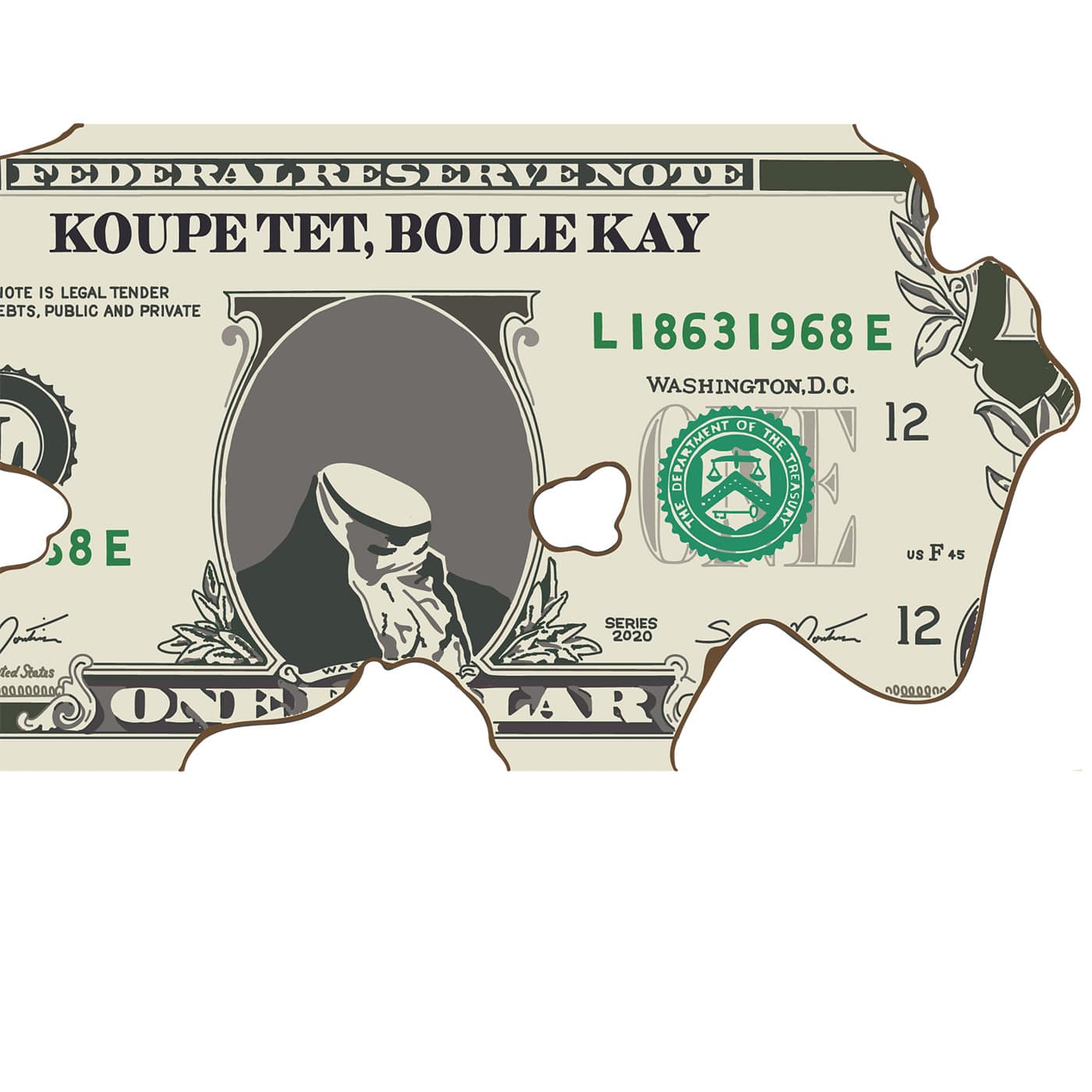 The artwork Koupe Tet, Boule Kay is by Steven Montinar