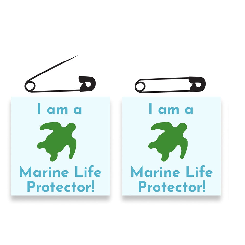Cutouts of turtles that read "I am a Marine Life Protector"