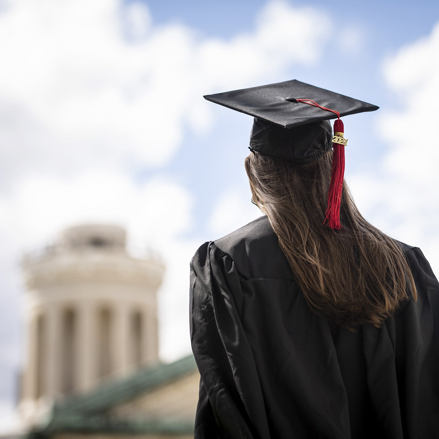 A student in a cap and gown