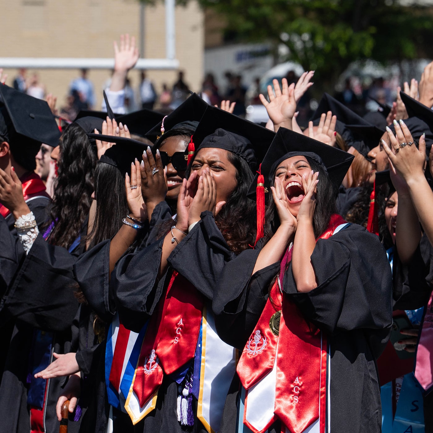 Students cheer at commencement