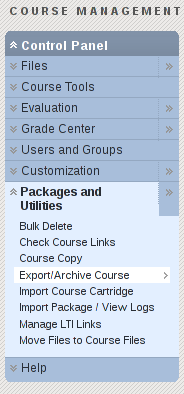 Control Panel - Packages and Utilities Screenshot