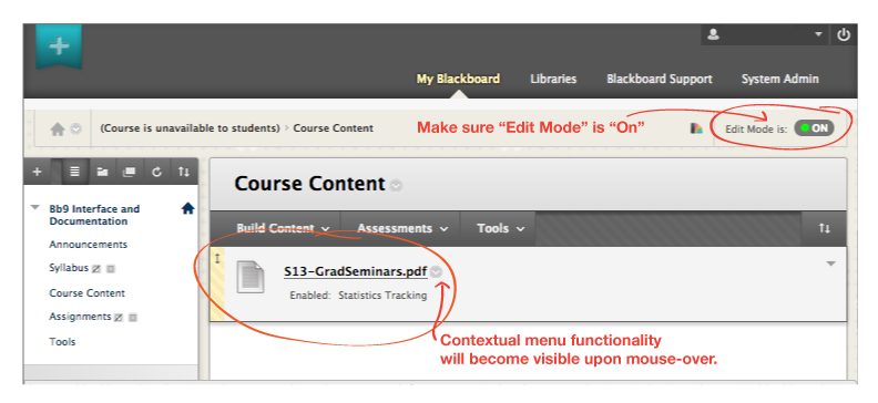 Blackboard Design Changes Screenshot