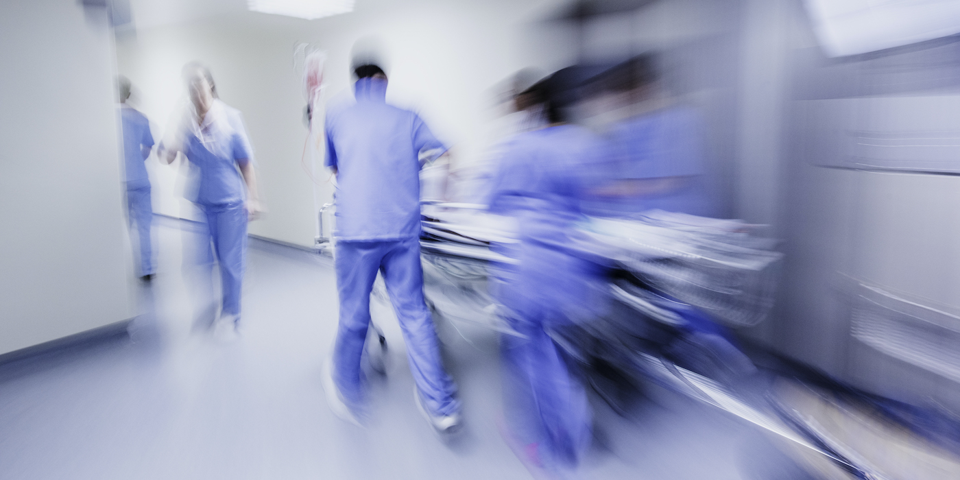 A blurred hospital scene