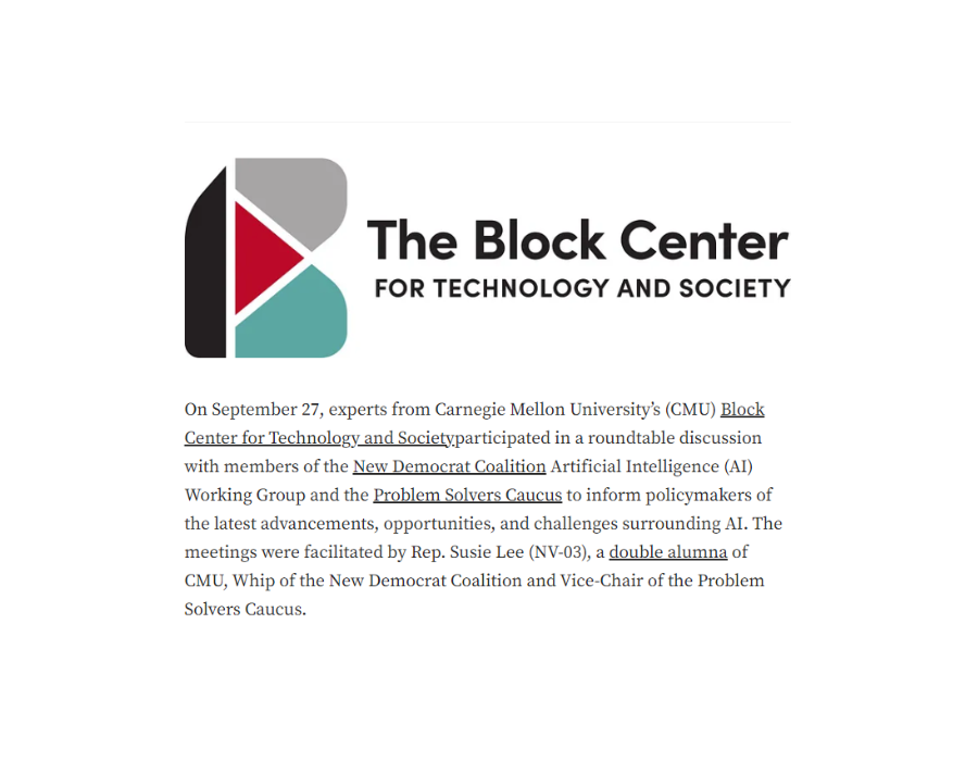 Carnegie Mellon University's Block Center for Techology and Society Shares AI Expertise with Policymakers in Washington, D.C.