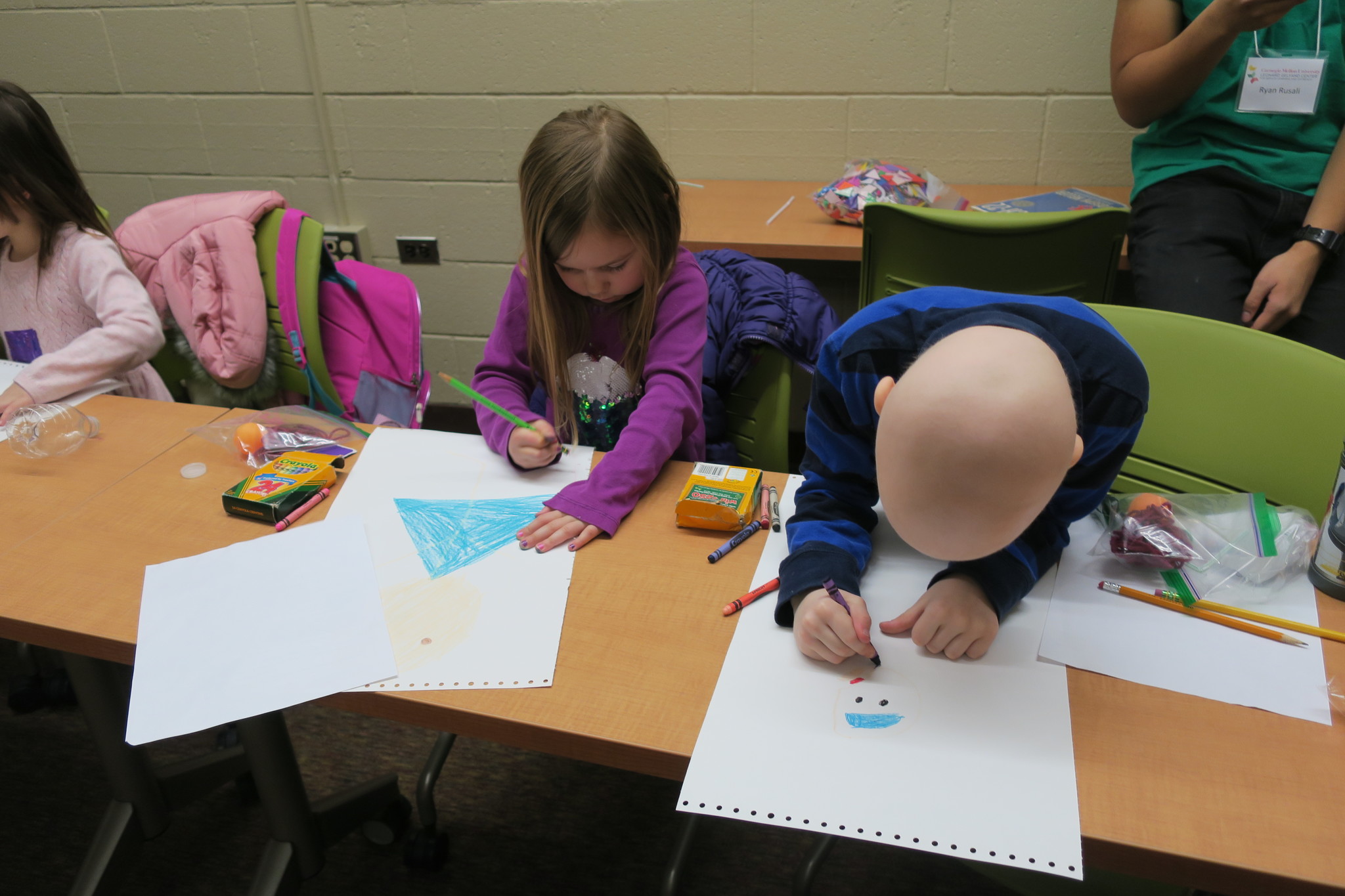 Students draw the digestive track.