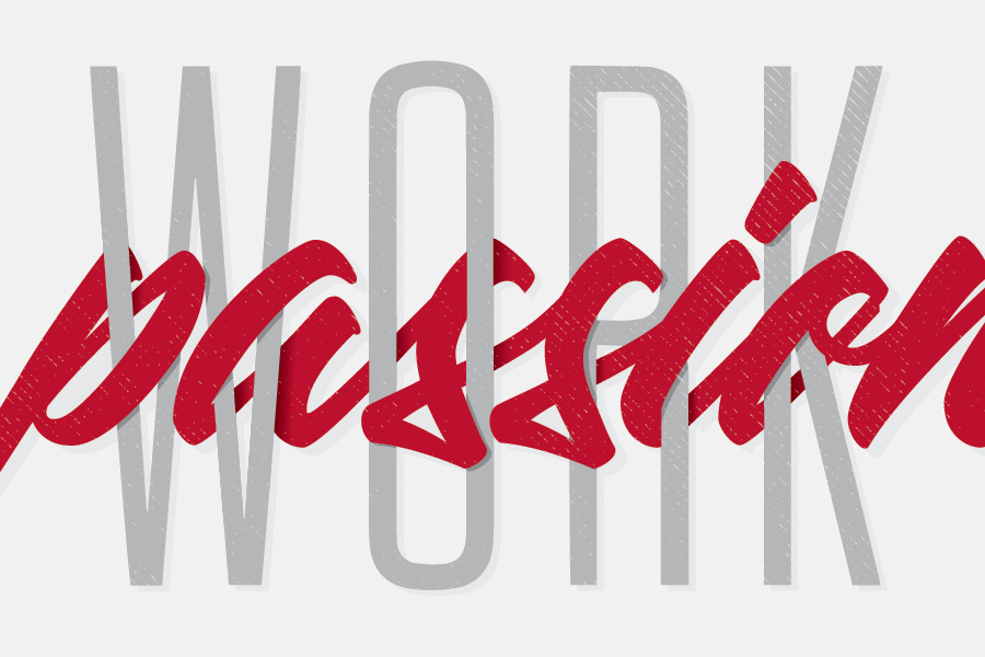 image of the word 'passion' wrapped around the word 'work'