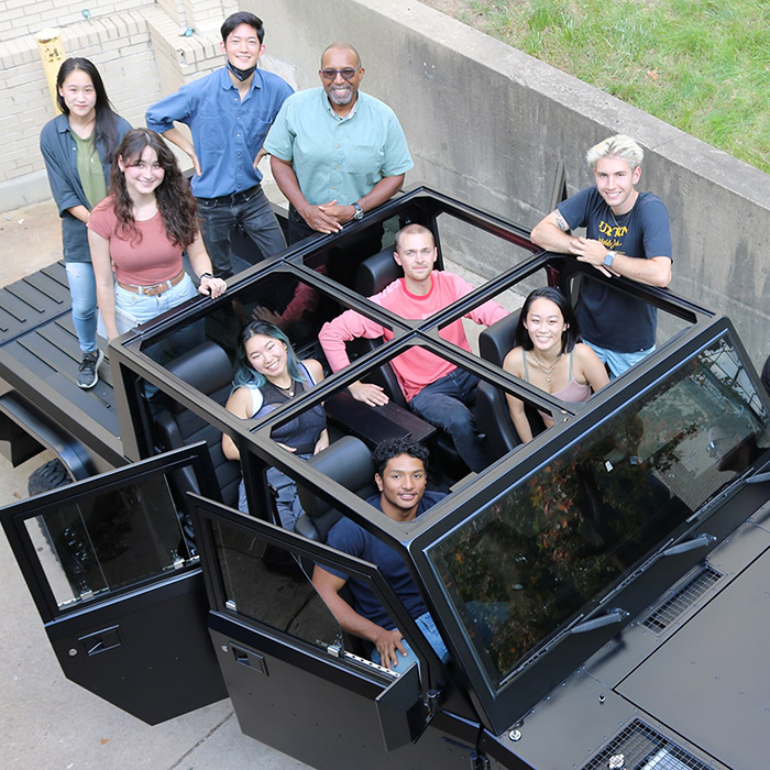 Junior design students checked out a Bollinger B2 truck last fall
