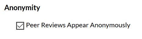  “Peer Reviews Appear Anonymously” option