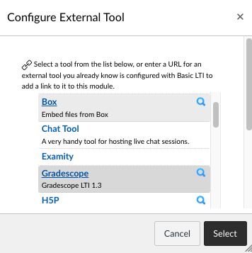 Configure External Tool List Screenshot