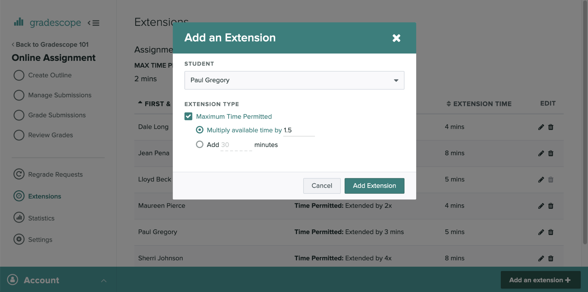 assignment-level extension