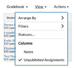 image of gradebook sorting features