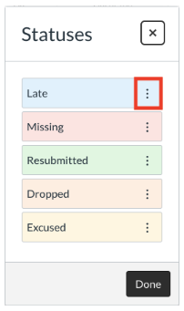 status options in gradebook