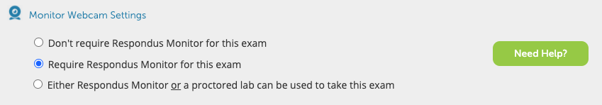 option to Enable Respondus Monitor