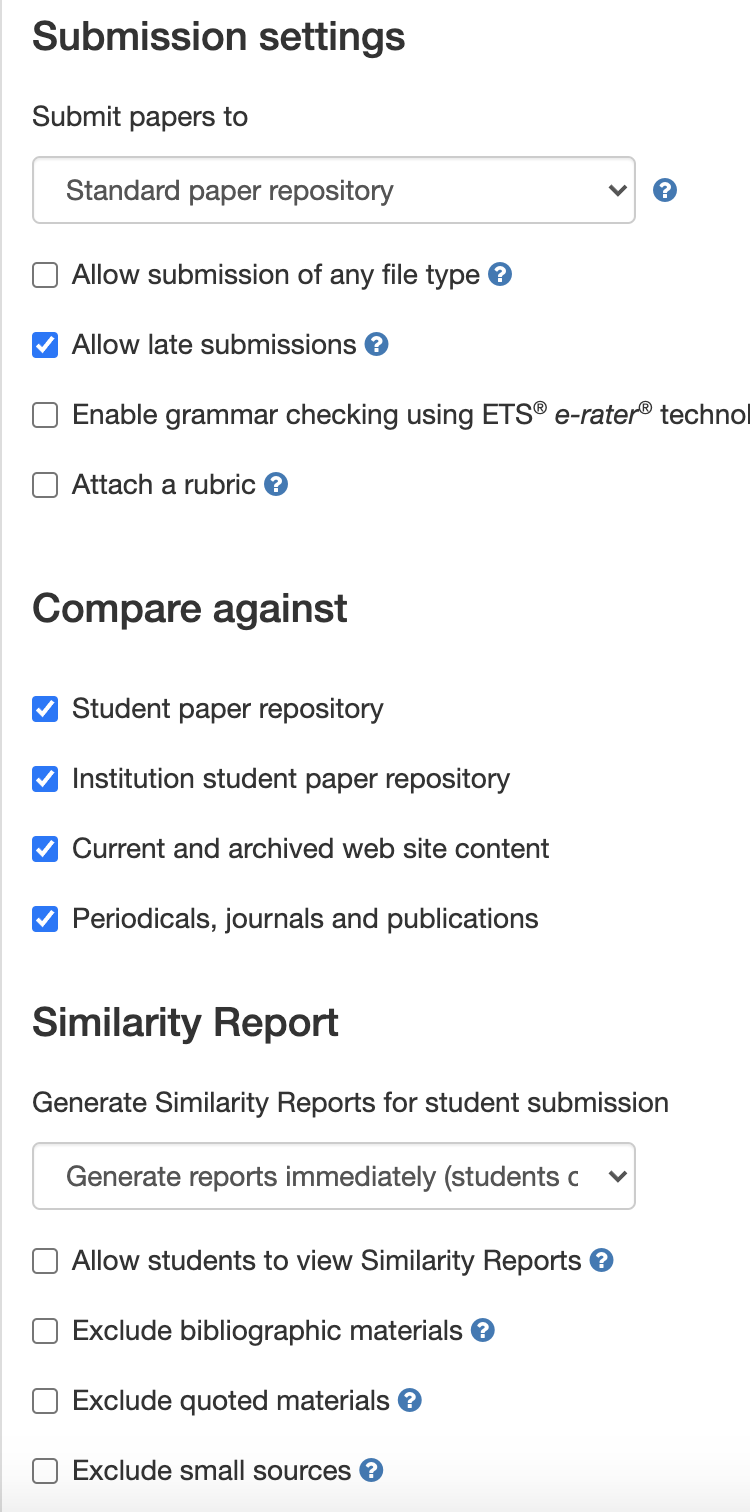 image of submission settings