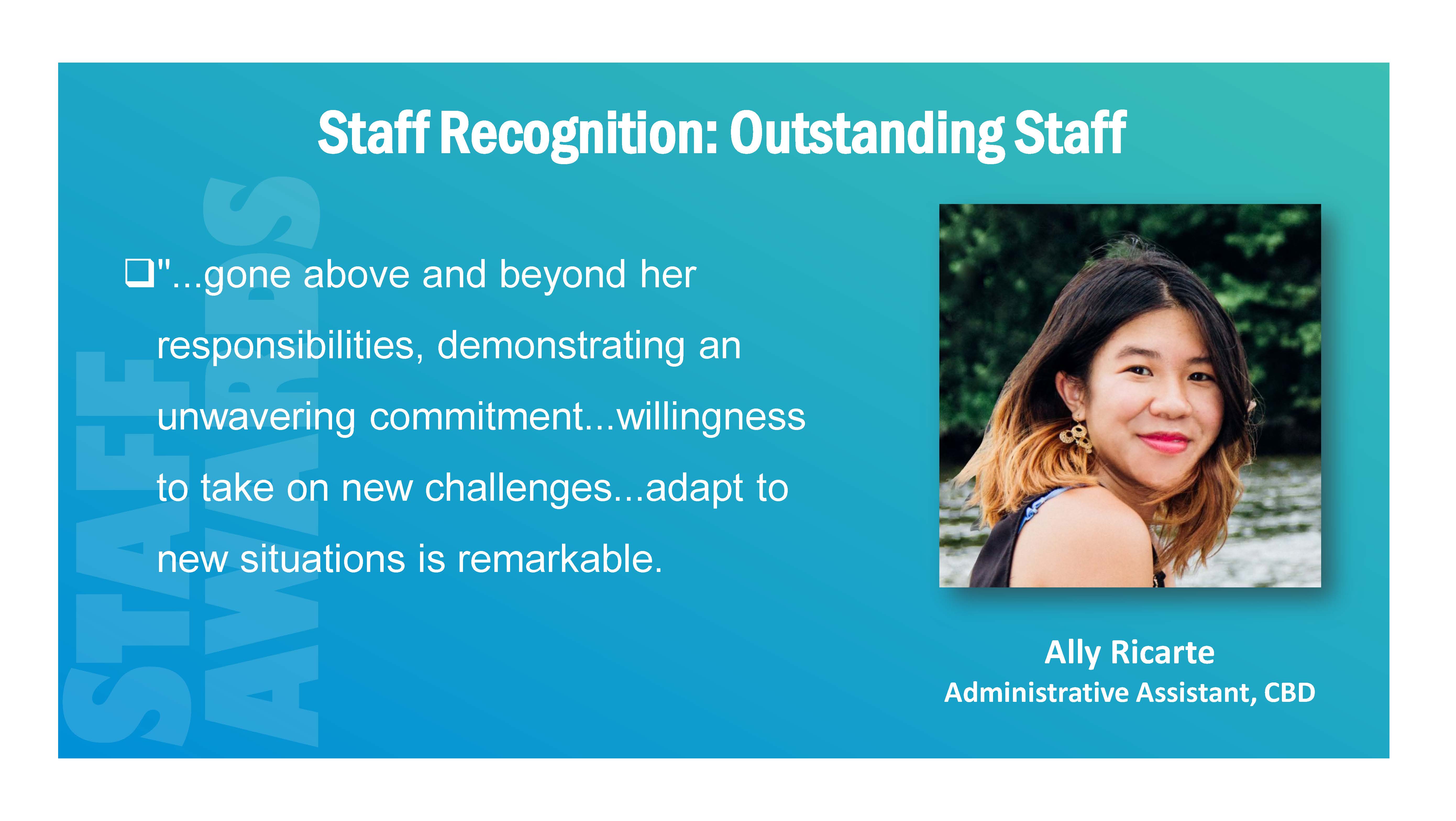 Ally Ricarte wins Outstanding Staff Award