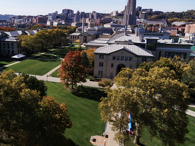 aerial view of CMU's main campus