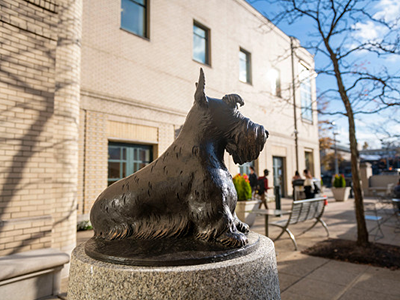 close-up of Scotty dog statue