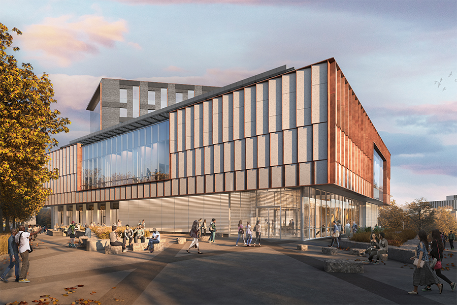 rendering of exterior of RKM Hall of Sciences