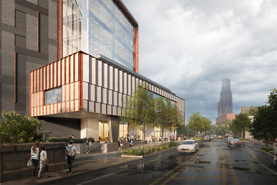 Rendering of RKM building exterior from Forbes Street level