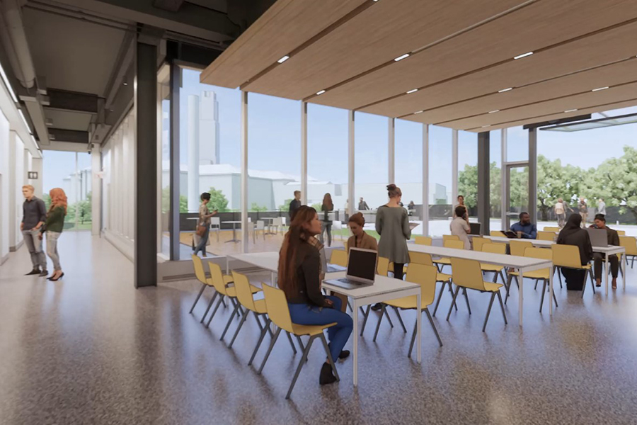 Rendering of Scaife cafe seating area