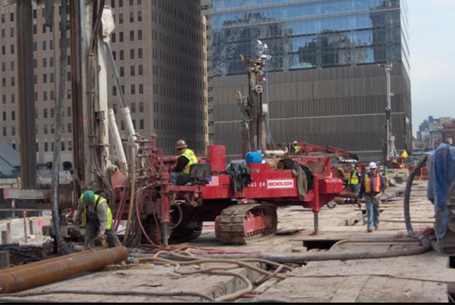 Drilling piles for subway line