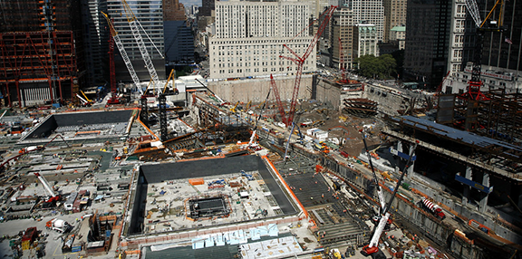 view of World Trade Center site during rebuilding