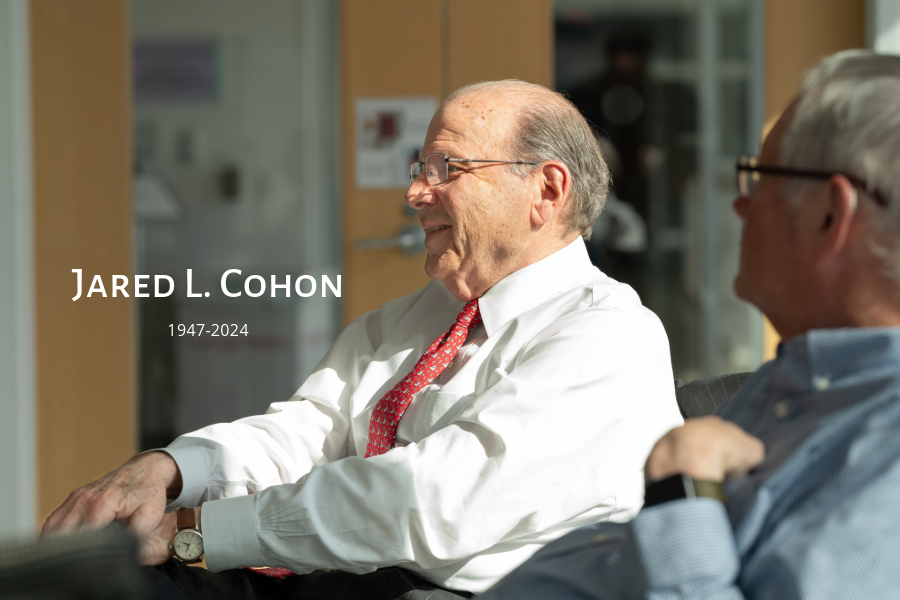 Dr. Jerry Cohon at a 5 O’Clock Series faculty talk hosted by the Engineering Research Accelerator in March 2024. 