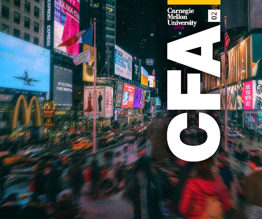 Cover of CFA 02 Magazine, displaying a busy street in New York City.
