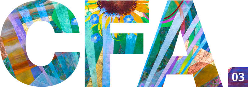 CFA 03 Magazine logo with Sunflower cover illustration by Lowry Burgess shown through it.