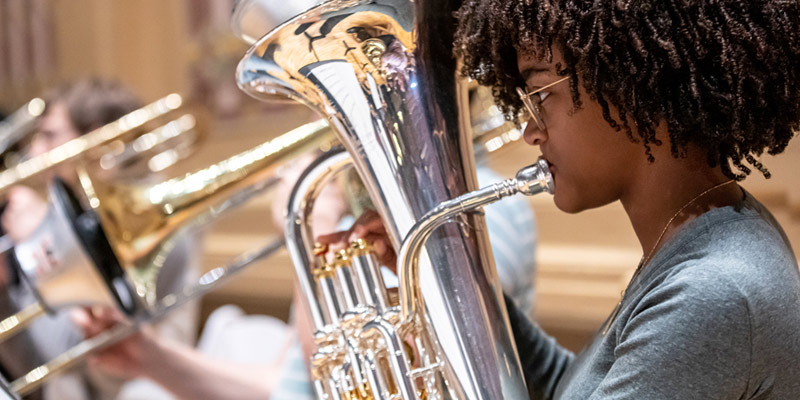 Student playing music