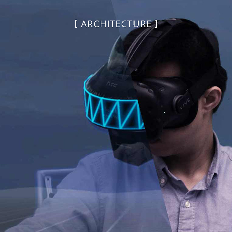 Student wearing VR headset.