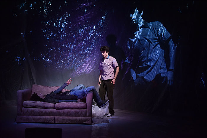 Photo of Darkplay, a School of Drama play in which Sierra-Hernandez provided scenic design assistance