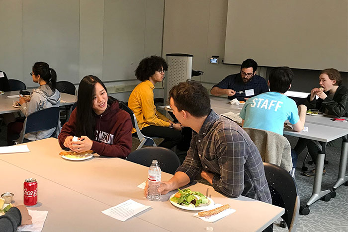 Photo of BXA students and alumni at the BXA networking lunch.