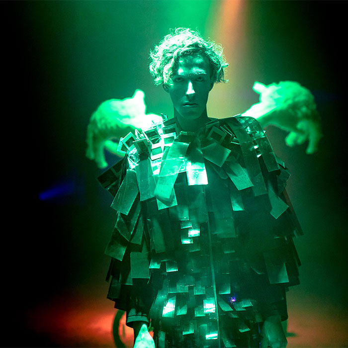 Photo of a performance artist at Subsurface.