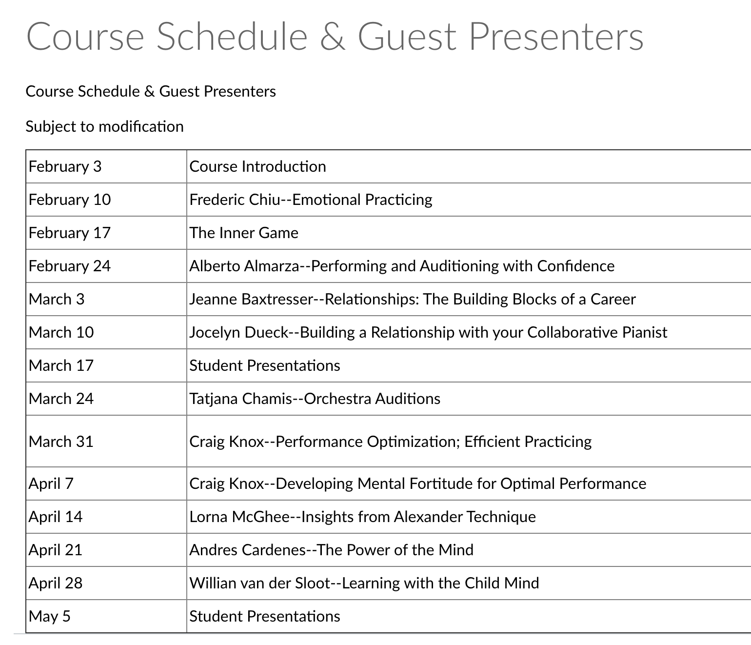 Spring 2021 Schedule