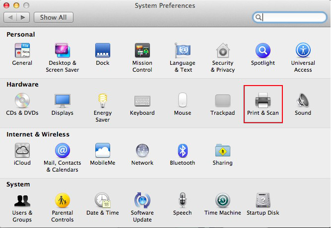 System Preferences Window