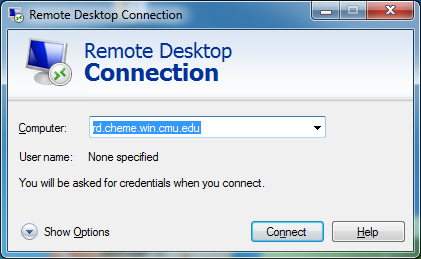 Remote Desktop Connection Window