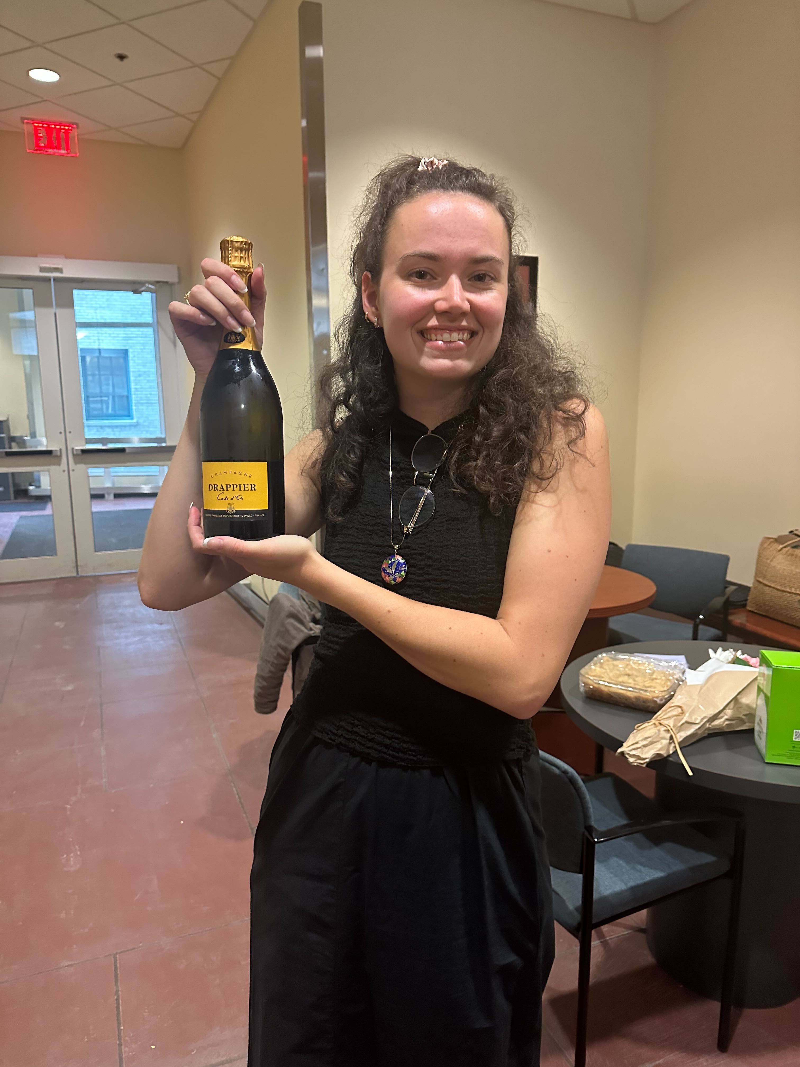 Christine with her champagne
