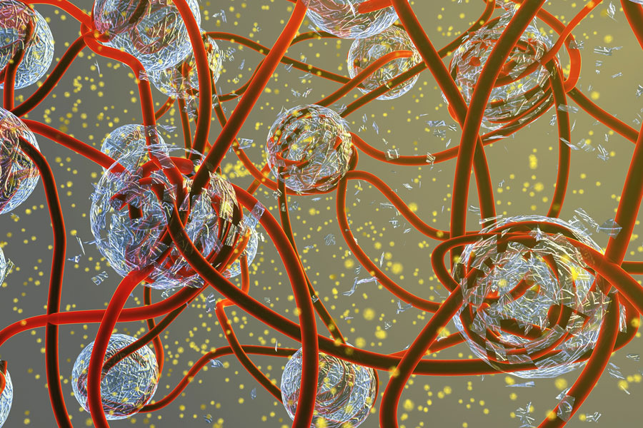 concept drawing of disintegrating polymers