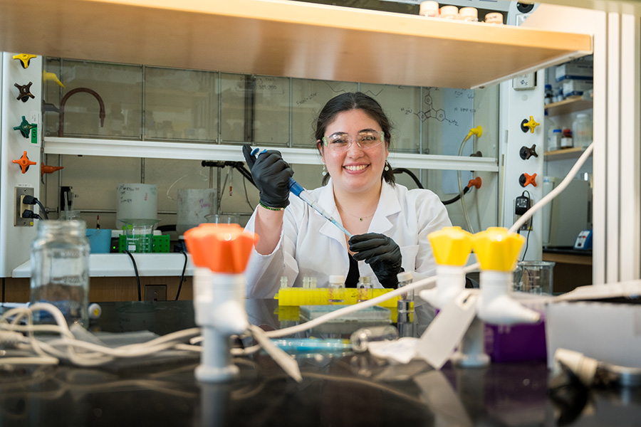 Stella Trickett in a lab