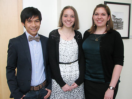 Michael Gamalinda, Kelsey Hallinen and Emily Daniels Weiss