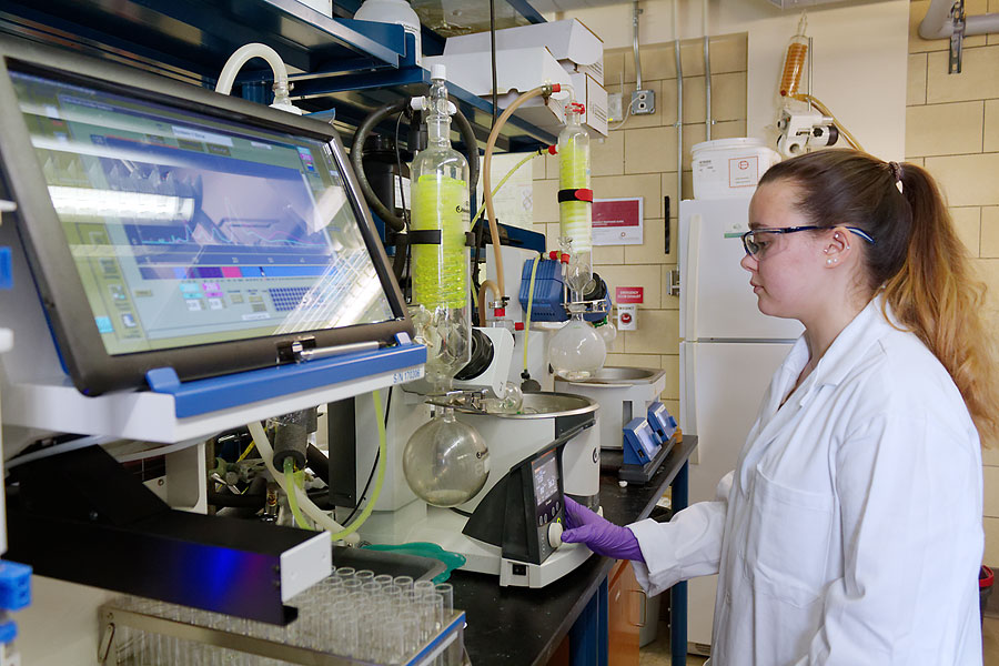 student in biochemistry laboratory